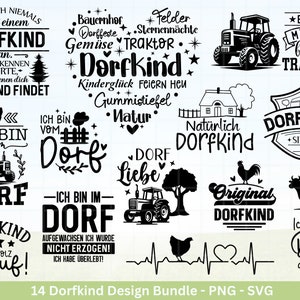 Deutsche Plotterdatei Dorf -  Dorfkind und stolz drauf -  Bauernhof svg - Traktor svg - Cricut Silhouette - Dorfliebe Zitate - Dorfleben svg