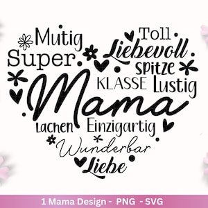 Plotterdatei Mama - Muttertag Svg - Mama svg - Deutsche Sprüche - Herz svg - Plotterdatei Liebe - Laserdatei Mama - Geschenk Mama - Cricut