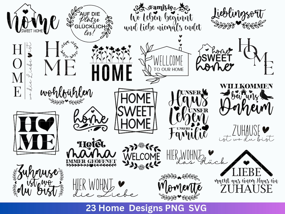 Plotterdatei Home svg Zuhause Schriftzug Sprüche svg Clipart