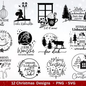Plotterdatei Weihnachten -  Frohe Weihnachten svg- Schriftzüge Weihnachten deutsch - Silhouette Cricut - Hirsch svg- Laserdatei Weihnachten