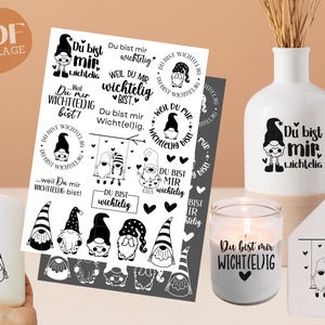Modelli di candele a colonna - Adesivi da strofinare - Gnomi tatuaggio candela - Adesivi per candele - Raysin - Lanterna - Vetro di candela - Sei importante per me