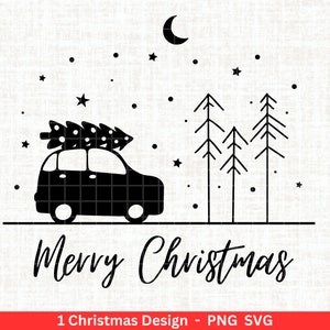 Archivo de trazador de Navidad svg png - archivo de trazador coche de Navidad - letras Navidad - Silueta Cricut Descargar - Feliz Navidad