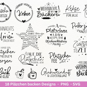 Deutsche Plotterdatei backen Weihnachten  - backen svg Bundle - Plätzchen svg -  Deutsche Sprüche backen - Cricut Silhouette - Bäckerei