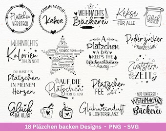 German plotter file baking Christmas - baking svg bundle - cookies svg - German sayings baking - Cricut Silhouette - Bakery