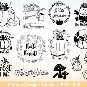 Fichier traceur allemand automne - Bonjour automne - Cricut svg - Magie d'automne - Salutations d'automne SVG bundle - Feuilles de citrouille - Fichier laser hérisson d'automne