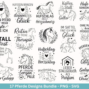 Horse SVG plotter file – German equestrian sayings & horse love designs – hooves saddle stable – laser file Cricut Silhouette horse gift