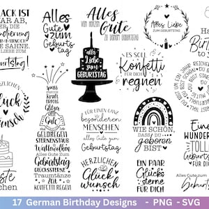 German Geburtstag Plotterdatei Bundle svg - Geburtstagssprüche deutsch - Geburtstag Cricut Silhouette  - Geburtstag Schriftzüge - Digistamp