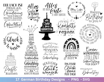 German Birthday Plotter File Bundle svg - German Birthday Sayings - Birthday Cricut Silhouette - Birthday Lettering - Digistamp