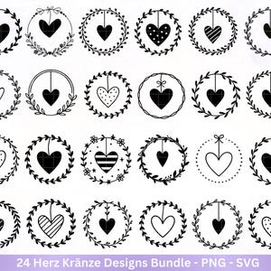 Plotterdatei Blumenkranz - Kränze SVG Bundle - Herz Svg - Plotterdatei Herzen - Herz Svg Datei - Laserdatei Kranz - Hochzeit Svg - Liebe Svg