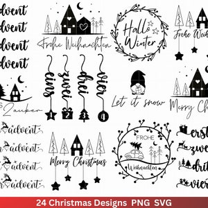Archivo de trazador de Navidad svg png - archivo de trazador Adviento - letras Navidad Alemán - Silueta Cricut Descargar - Casas de Navidad