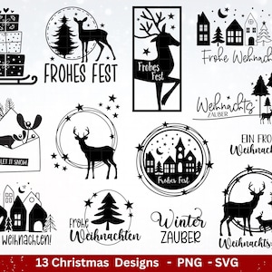 Kerstplotterbestand - Kerstletters - Vrolijk kerstfeest svg - Wintermagie svg - Cricut herten svg - Kerstlaserbestand