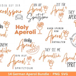 Bundle allemand Aperol svg png - Holy Aperoli svg - Aperol escapade svg - Cricut Silhouette Studio traceur fichier SVG - Numérique - Chemise svg