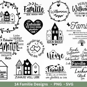 Plotterdatei Familie- Plotterdatei Herz svg - Familie svg - Deutsche Sprüche - Plotterdatei Home - Laserdatei Willkommen - Geschenk Familie