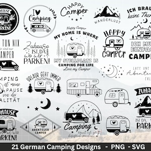 Archivo de trazador alemán Camping Svg Caravana Svg, Plotter Archivo Camper, Refranes de camping, Hogar Svg Cricut Archivo de corte Happy Camper