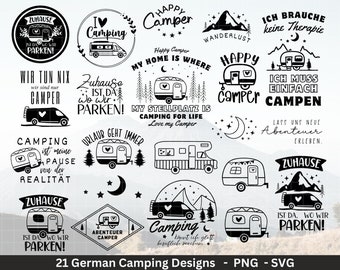 Deutsche Plotterdatei Camping Svg Wohnwagen Svg , Plotterdatei Camper, Camping Sprüche, Zuhause Svg Cricut Schneidedatei Happy Camper