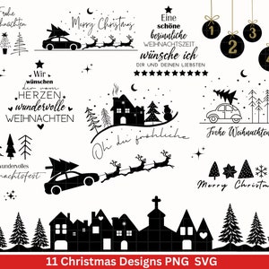 Christmas plotter file svg png - plotter file home - lettering christmas german - silhouette cricut download - christmas houses