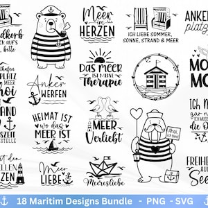 Maritiem plotterbestand - Moin SVG - Maritiem SVG - Zeeplotterbestand - Duitse plotterbestandspreuken - Meeuwen SVG - Welkom in het Noorden - Cricut