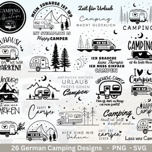 Archivo de trazador alemán Camping Svg Caravana Svg, Plotter Archivo Camper, Refranes de camping, Hogar Svg Cricut Archivo de corte Happy Camper