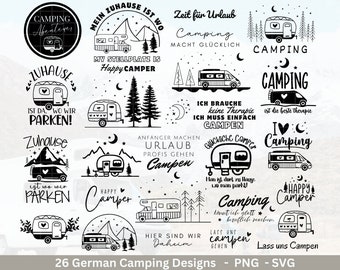 Deutsche Plotterdatei Camping Svg Wohnwagen Svg , Plotterdatei Camper, Camping Sprüche, Zuhause Svg Cricut Schneidedatei Happy Camper