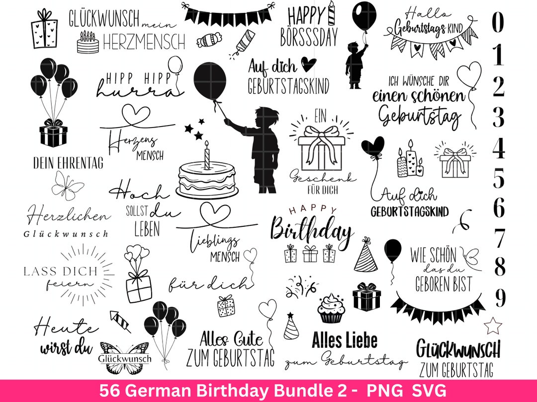 German Geburtstag Plotterdatei Bundle svg Geburtstagssprüche deutsch