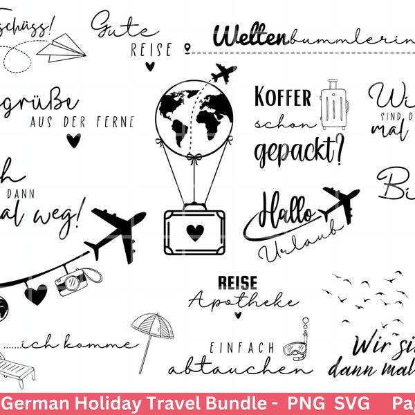 German travel plotter file svg png bundle - beach svg- summer svg - travel svg - Cricut Silhouette Studio - travel sayings - vacation svg
