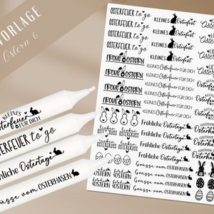 Ostern Kerzen PDF Vorlage - Kerzentattoo Kerzensticker - Frohe Ostern - Osterkerzen Geschenk - Kerzen gestalten Ostern - Geschenk DIY