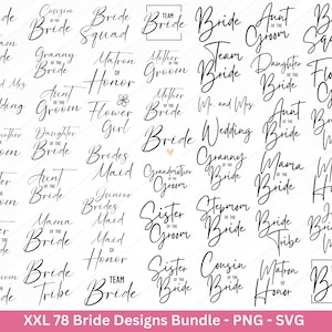 Bridal Party Bundle, Wedding Party Bundle, Bridal SVG, Bridesmaid, Bride, Groom, Mr and Mrs SVG, Maid of Honor, Engagement Party SVG Files
