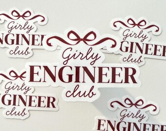 Girly Engineer Club Sticker Sticker | Engineering Stickers | Cute Engineering Sticker | Engineer Gift