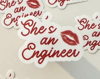 She’s an Engineer Sticker | Engineering Stickers | Cute Engineering Sticker | Engineer Girl