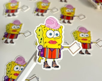 Engineer Spongebob Sticker | Engineering Empowerment | Engineering Stickers | Hardhat Sticker| Girl Boss Engineer | Project Engineer
