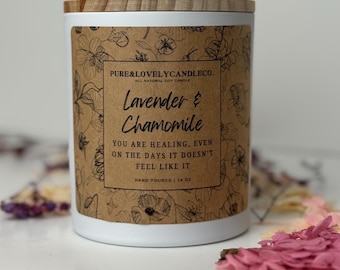 Lavender Chamomile Soy Candle, Calming Candle for Stress Relief, Relaxing Spa Candle, Self Care Gift for Women
