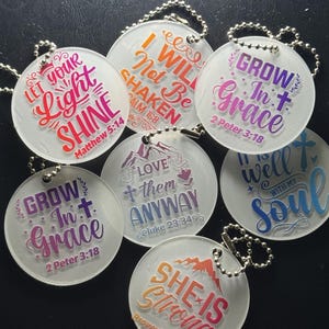 Llaveros cristianos, regalo cristiano, llavero con versículo bíblico, llavero con las Escrituras, llavero acrílico