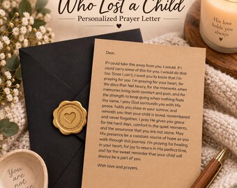 Loss of Child Gift, Personalized Prayer Letter, Sympathy Gift for Grieving Parent, Child Loss Gift, Christian Grief Prayer