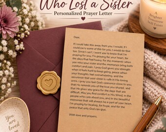 Loss of Sister Gift, Personalized Prayer Letter, Sympathy Gift for Grieving Sibling, Sister Memorial Gift, Christian Grief Prayer