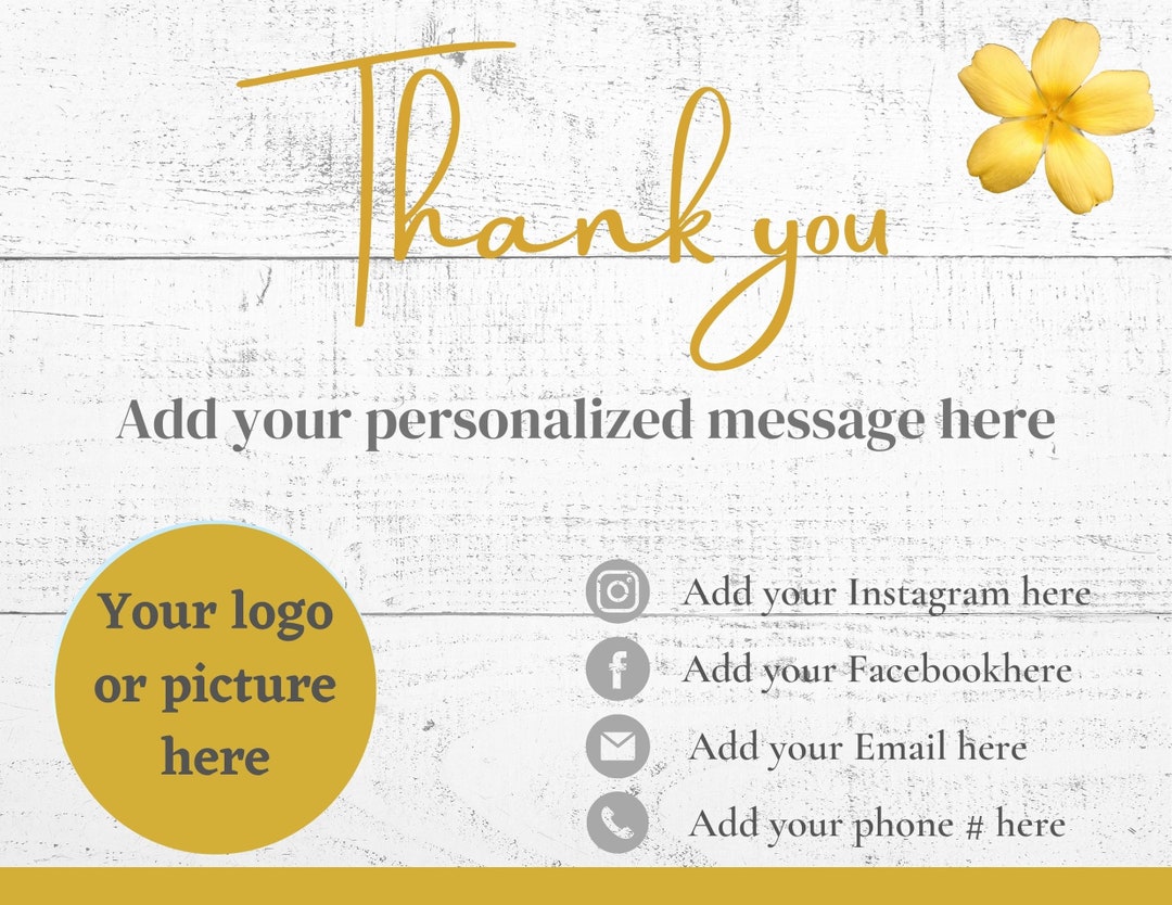 DIGITAL EDITABLE TEMPLATE, Thank You Card, Business - Etsy