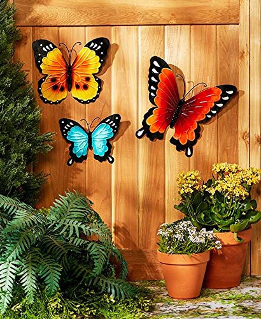 Wall Art Indoor / Outdoor Metal Wall Decor Butterfly Set of 3 Etsy