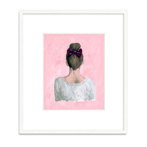 Top knot, Art Print, Gifts for her, Girls Room, Female Art, Art by Molly Livingstone, Acrylic Painting, Feminine, Hair Bow, Pink Art image 2