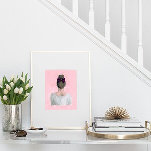 Top knot, Art Print, Gifts for her, Girls Room, Female Art, Art by Molly Livingstone, Acrylic Painting, Feminine, Hair Bow, Pink Art image 4