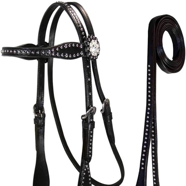 Leather Western Tack Set with Headstall , Reins and Breast Collar