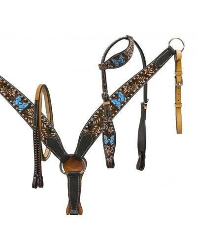 Leather Western Tack Set With Headstall , Reins and Breast Collar Etsy