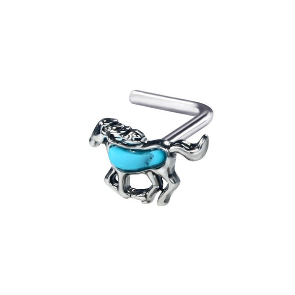 Piercing nez cheval turquoise - Forme L