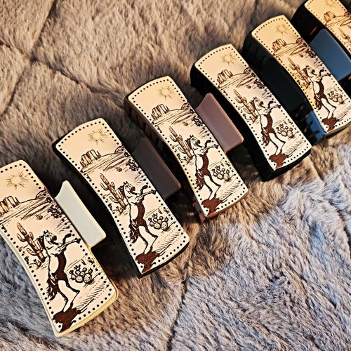 Western Large Claw Hair Clip Desert Cowskull Design One Clip Etsy