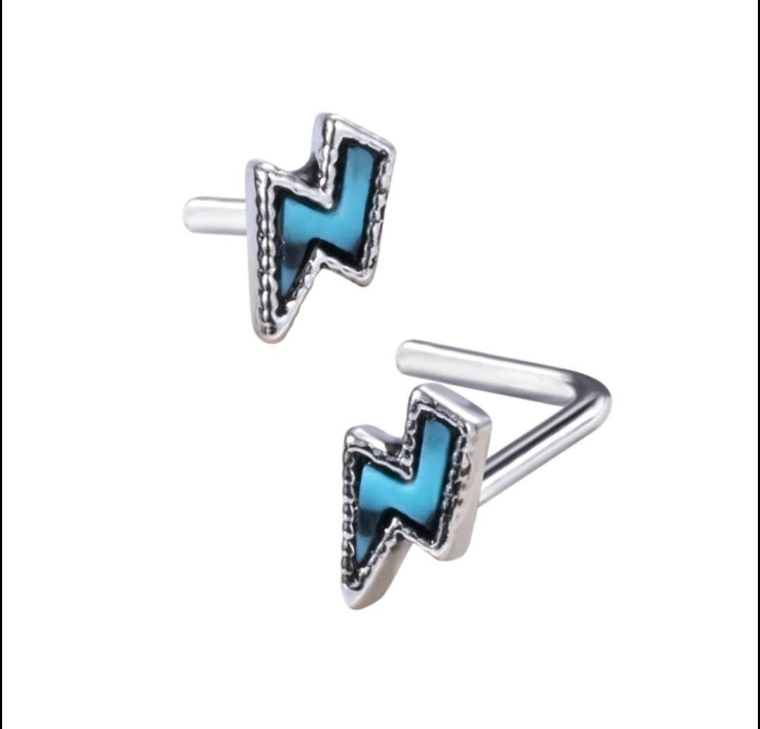 Turquoise Lightning Bolt Nose Piercing Etsy