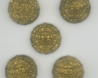 Pirates of the Caribbean Prop Gold Coin - Gold Pirate Coin Aztec Medallion Coin