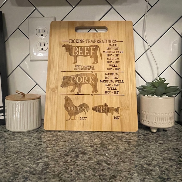 Cutting Board Cooking Temperatures Etsy