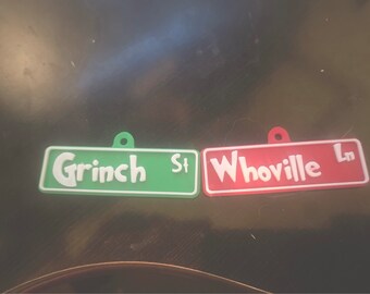 3D Printed Grinch Street Sign Christmas Ornament