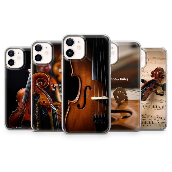 Violine Handyhülle, Musikinstrument Abdeckung passend für iPhone 15 Pro Max, 14 Plus, 13, 12, 11, XR & Samsung S24, S23, A54, A53, Pixel 8 Pro, 7