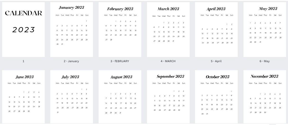 2023 Digital Calendar Printable Calendar 2023 Monthly - Etsy UK
