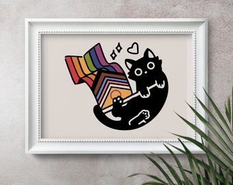 Pride Cat Poster | LGBTQ Gift | Pride Wall Art |  LGBTQ+ | Queer Wall Art | Pride Art | Queer Print | Pride Poster | LGBTQ Poster