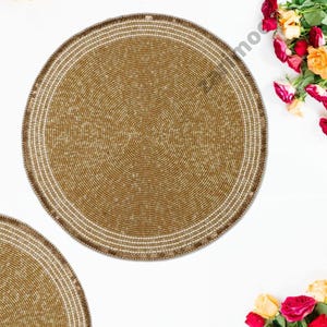 Gold handmade beaded placemat, beaded charger, beaded table mat, silver, round mat, gift for her, embroidered decorative placemat